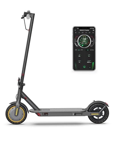 Qlaway Adult Electric Scooter with 350W Motor, 8.5" Solid Tires, Max Speed 19 MPH and 22 Miles Long-Range Portable Portable E-Scooter(Double Braking System & App)