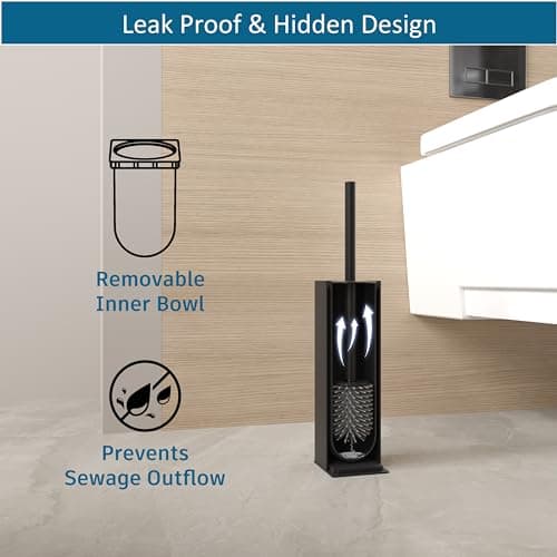 BVL Toilet Brush and Holder Set Black Freestanding for Bathroom 4