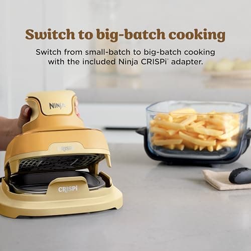 Ninja Crispi 4-in-1 Glass Air Fryer | 450°F | Non-Toxic | 4QT & 6-Cup Glass Containers w/Lids | Microwave, Freezer, Dishwasher Safe | Max Crisp, Air Fry, Bake, Recrisp | Ginger Snap | FN101GD 14