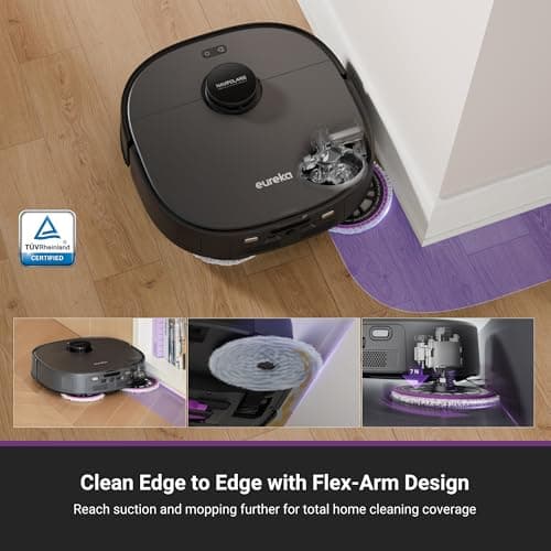 Eureka J15 Pro Ultra Robot Vacuum and Mop with Self Emptying Base, 16,200 Pa Suction, Flex-Arm Design Mop, Auto Mop Hot Water Washing & Hot Air Drying, Anti-Tangle, AI Obstacle Avoidance, Black 6