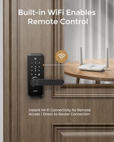 WiFi Video Smart Lock with Camera & Handle - 6-in-1 Keyless Entry (Fingerprint/App/Keypad/FOB/Key), Electric Deadbolt Door Knob for Front, Built-in WiFi, 2-Way Audio, Auto-Lock, Waterproof - Black 7