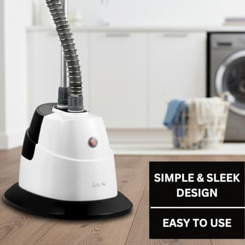 SALAV® Standing Steamer with Garment Hanger, 1.3L Water Tank for 1 Hour Continuous Steaming, Heats in 45 Seconds, Double-Insulated Steam Hose (Black, Garment Steamer) 7