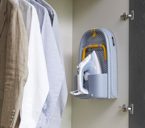 Joseph Joseph Pocket Folding Tabletop Ironing Board with Iron Holder and Wall Mount, Compact Space-Saving, Grey/Yellow 7
