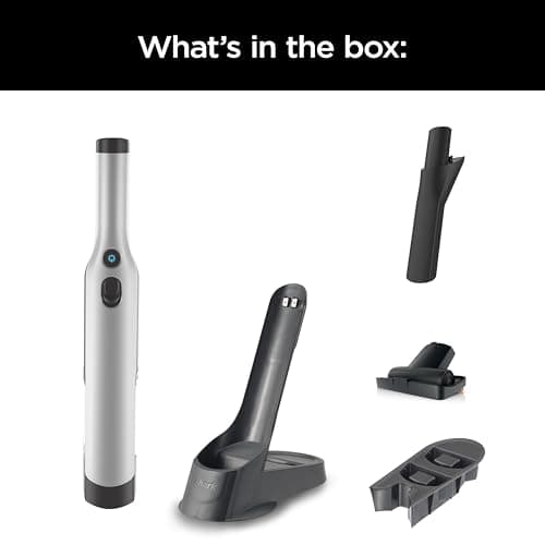 Shark WANDVAC Cordless Hand Vac, Lightweight, Versatile and Portable at 1.4 lbs., Powerful Suction, Charging Dock, One-Touch Empty, NEW Furfins Tool & Crevice Tool for Pet & Home, Gray, WV201WH 12