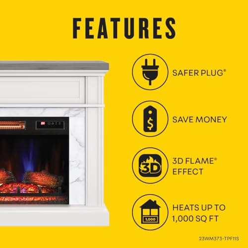 duraflame® Wall Mantel Electric Fireplace, Bright White 10