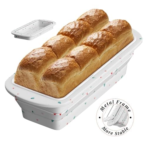 EDENCOMERS Collapsible Silicone Loaf Pan with Metal Reinforced Frame,Bread Pans for Homemade Bread, Non-Stick Baking Pans, Silicone Baking Mold,Loaf Pans for Baking Bread 9 x 5