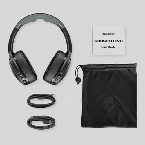 Skullcandy Crusher Evo Wireless Bluetooth Headphones with Multi-Sensory Bass, Noise Isolating Over-Ear Fit, Up to 40 Hours Battery, Microphone for iPhone Android - Asphalt 5
