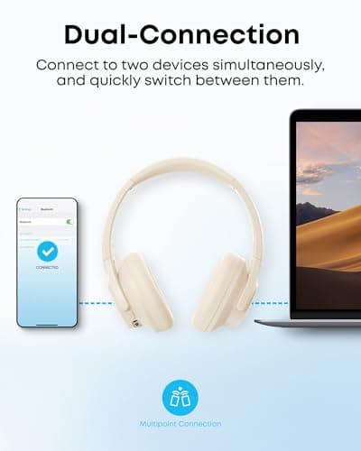 Soundcore by Anker Q20i Hybrid Active Noise Cancelling Headphones, Wireless Over-Ear Bluetooth, 40H Long ANC Playtime, Hi-Res Audio, Big Bass, Customize via an App, Transparency Mode (White) 7