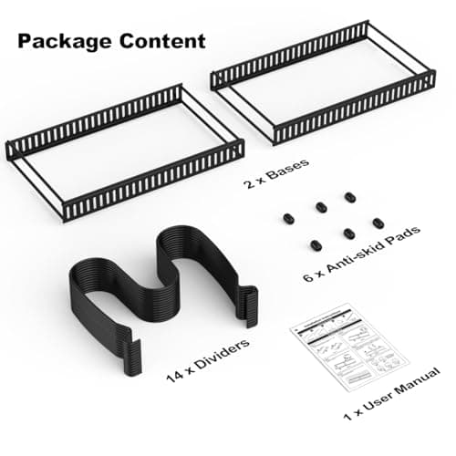 Housolution Pot and Pan Organizer Rack for Cabinet, Expandable Pot Lid Organizer Holder with 14 Adjustable Dividers, Fully Expanded Size 22.83" W x 7.09" D x 7.09" H, Black 7