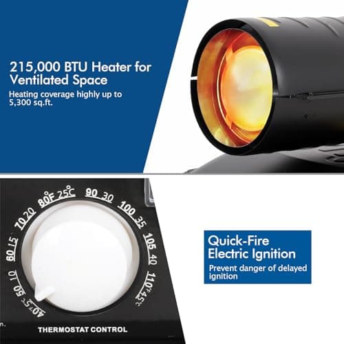 BILT HARD 215,000 BTU Forced Air Kerosene Diesel Heater with Wheels, Portable Torpedo Space Heater with Thermostat Control for Outside, Jobsite, Garage, and Construction Sites, CSA Certified 2