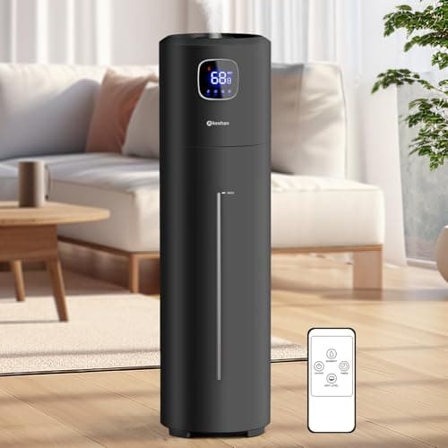 Akeshan Large Humidifiers for Bedroom, 9L/2.5Gal Ultrasonic Cool Mist, Top Fill Easy Clean with 350ML/H Mist Speed, Quiet, Suitable for Kids Room Plant Yoga Office Study Room Living (Black, Round)