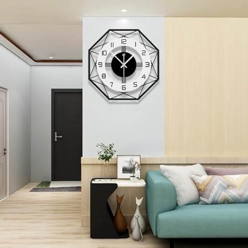 JUJUDA Large Wall Clocks for Living Room Decor Modern Silent Wall Clock for Home House Kitchen Bedroom Decorative Big Wall Clock Non Ticking Battery Operated Quartz for Bathroom Outdoor Indoor 17 in 7