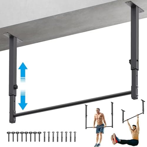 Kipika 48" Heavy Duty Ceiling Pull Up Bar - Adjustable Height, Comfortable Grip, Easy Installation - Ideal for Home Gym Workout - Supports up to 500 lbs