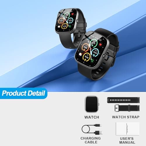 Smart Watch, 1.91" Smartwatch for Men Women (Answer/Make Call), Fitness Tracker with 100+ Sport Modes, IP68 Waterproof, Heart Rate/Sleep Monitor, Spo2, Pedometer, Activity Tracker for Android iOS 7