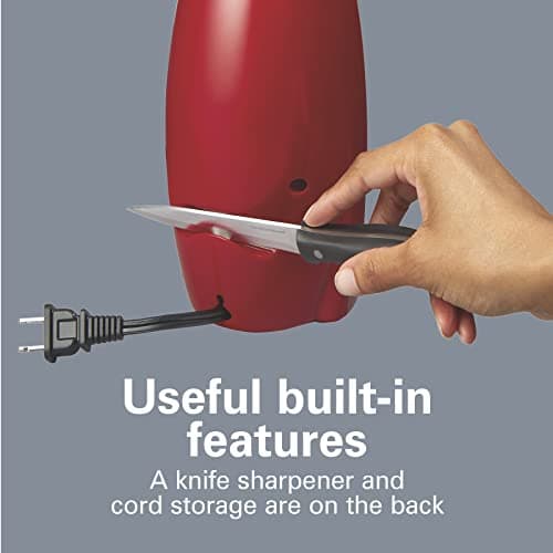 Hamilton Beach Electric Automatic Can Opener with Auto Shutoff, Knife Sharpener, Cord Storage, and SureCut Patented Technology, Extra-Tall, Red 6