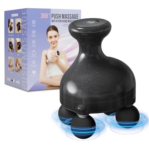 4 Heads Handheld Massage Gun Deep Tissue, Electric Body Massager, Percussion Muscle Massager for Easing Shoulder and Back Tension, with Reverse Thrust Function, Gift for Families Friends Christmas