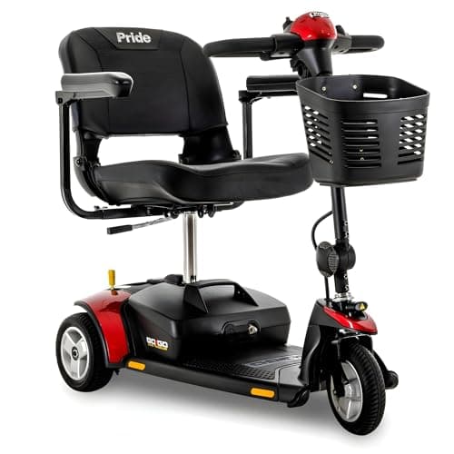 Pride Mobility Go Go Elite Traveller 3-wheel Scooter - Travel Mobility for Adults, 12 Ah Battery, 300 Lbs Weight Capacity, Red, Seat Dimensions - 17" W x 17" D - SC40E
