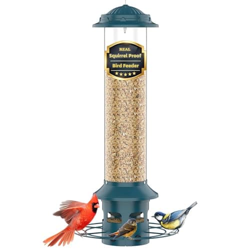 Bird Feeder,Metal Squirrel Proof Bird Feeders for Outdoors Hanging 4.0 LB Capacity,Easily Beat Squirrels,Attracting Finch,Cardinal,Chickadee