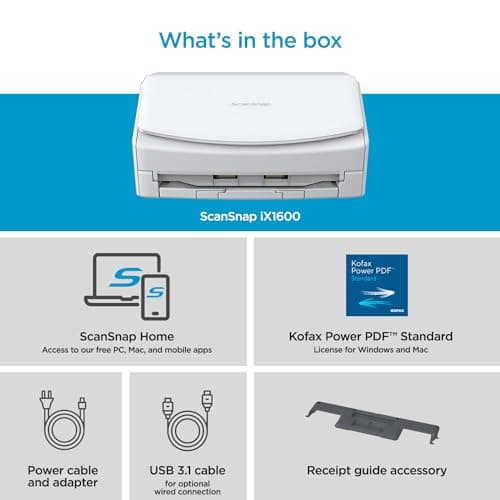 ScanSnap iX1600 Wireless or USB High-Speed Cloud Enabled Document, Photo & Receipt Scanner with Large Touchscreen and Auto Document Feeder for Mac or PC, White 6