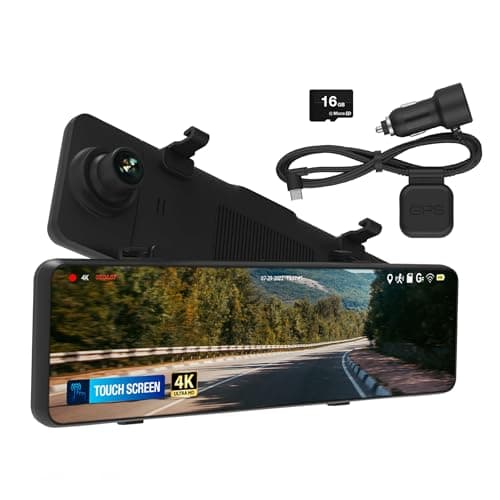 Type S Y400 2-in-1 Car Mirror with Integrated 4K dashcam, Ultra HD Recording, Smart G-Sensor Incident Recording, Parking Surveillance, GPS, Motion Detection, 16GB SD Card Included