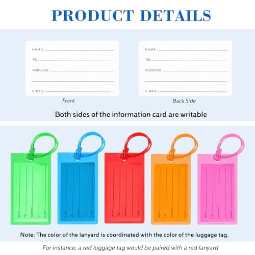 10 Pack Luggage Tags for Suitcases, Airplane Travel Essentials for Flying, International Travel Must Haves, and Luggage Accessories by Sodsay 7