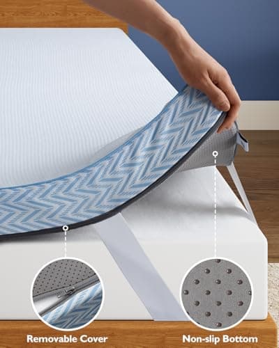 BedStory Extra Firm Mattress Topper King - 4 Inch High Density Memory Foam Bed Toppers for Back Pain Relief and Motion Isolation - Removable Washable Cover, CertiPUR-US Certified 5