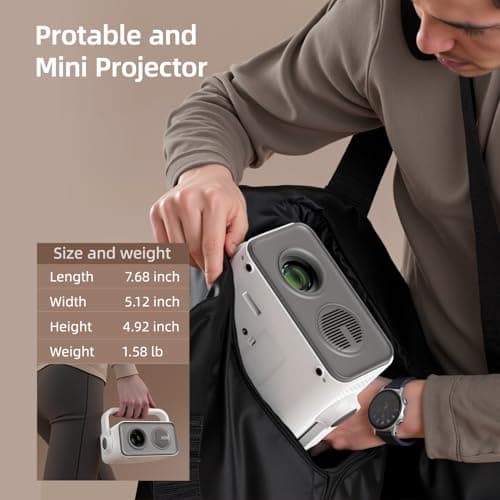 BKZ 2026 upgraded 360°Adjustable Dual Stand AI Auto Keystone Electric Focus Mini Portable Projector with Bluetooth 5.4, 1080P support Outdoor movie Projector compatible with HDMI/USB/Phone (Gray) 7