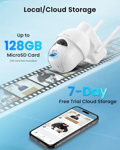 ANRAN 2K Solar Security Camera Outdoor Wireless, WiFi Camera Battery-Powered with 360° PTZ for Home Security, 3MP Color Night Vision, PIR Motion Detection, Two-Way Audio, Compatible with Alexa 7