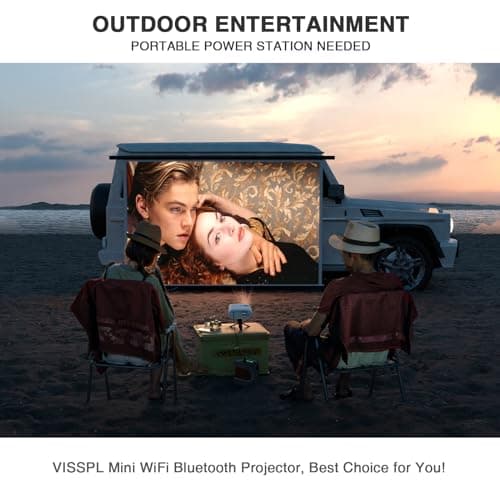 Mini Projector with WiFi and Bluetooth, VISSPL Full HD 1080P Projector, Portable Outdoor Projector with Tripod, Home Theater Movie Phone Projector Compatible with Android/iOS/Windows/TV Stick/HDMI/USB 7
