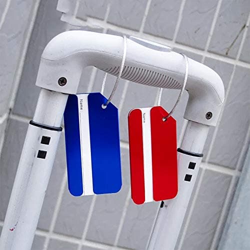 Aluminum Luggage Tags, Luggage Tag Travel Tags for Luggage ID Bag Baggage Suitcase Tag (Blue 5PCS) 5