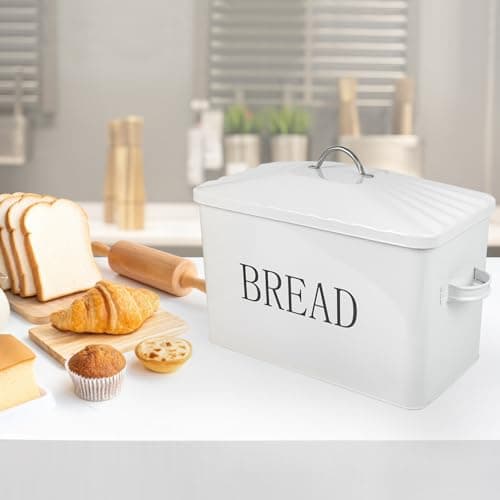 DreamsEden Large Bread Box, Metal Loaf Storage Container for Kitchen Countertop (White) 7