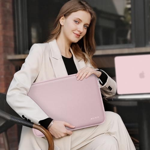 MOSISO Laptop Case 13.3 inch, 13-13.3 inch Laptop Sleeve Bag Compatible with MacBook Air/Pro 13/Pro 14 M5 M4 M3 M2 M1, HP Dell ASUS Lenovo, Neoprene Computer Sleeve Bag with Small Case, Baby Pink 5