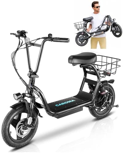 Caroma Electric Scooter with Seat, 500W/819W/870W Peak Motor, 15/25/30 Miles Range, 20Mph Top Speed, Foldable Electric Scooter for Adults, 14" BigTire E Scooter for Commuting with Shock Absorbing