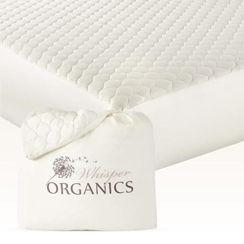100% Cotton Organic Mattress Pad - Breathable & Cooling Mattress Protector Full Size - Premium 300GSM Quilted and Noiseless Machine Washable Organic Mattress Protector (Ivory, Full)