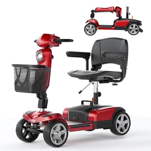 iScooter X-03 Mobility Scooter, Electric Wheelchair Device, 4 Wheel Mobility Scooter for Adults, with LED Headlight, Basket, Back-Up Alarm Bell, Detachable, Lightweight and Convenient