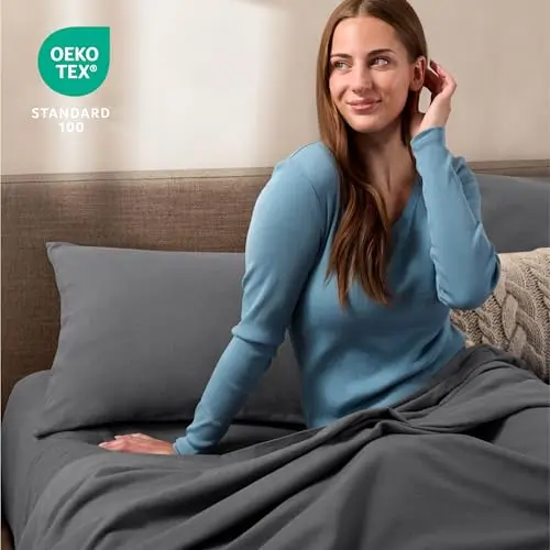 Bare Home Flannel Standard Pillowcases Set of 2 - 100% Cotton - Velvety Soft & Cozy - Double Brushed Heavyweight Flannel Pillowcases (Standard Pillowcase Set of 2, Grey) 5