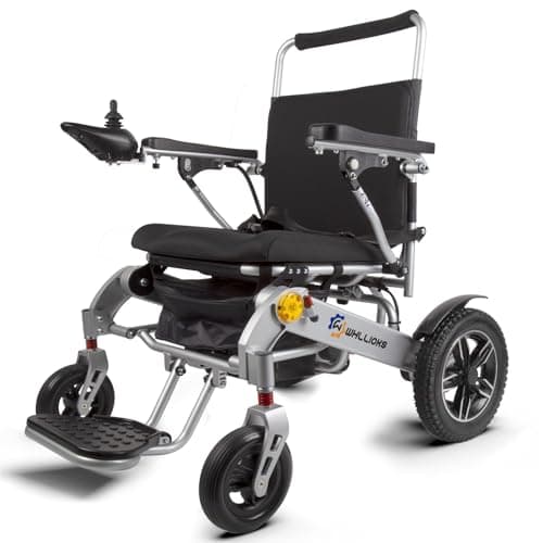 WHLLICKS Electric Wheelchairs for Adults Lightweight Foldable, 250W*2 Brushed DC Motorsand 20AH Lithium-ion Battery Transport Wheelchair All Terrain, Maximum Load 300 lbs(Silver)