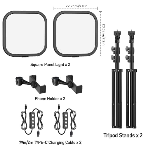 2Pack LED Video Light Kit, Hagibis 15W Photography Lighting Kit, 78" Dimmable Studio Lights with Tripod, 2500-8500K Stream Light for Video Recording, Game Streaming, Photography, Tiktok, YouTube 7
