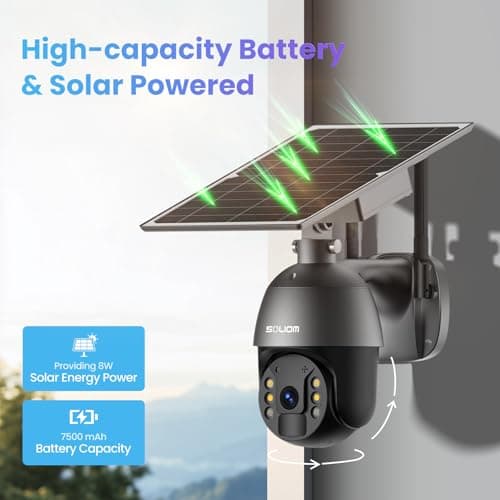 SOLIOM S600 3G/4G LTE Solar Powered Cellular Security Camera Wireless Outdoor, Pan Tilt 360°View Spotlight, 1080p Night Vision, 2 Way Talk, PIR Motion Sensor, No WiFi, US Version, Unlimited Data Plan 6