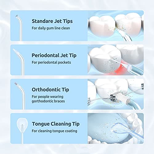 Water Flosser [ Mini Cordless Portable ] Oral Irrigator Water Teeth Cleaner Pick, Telescopic Water Tank, 3 Modes & IPX7 Waterproof, Home & Travel Water Floss for Teeth, Braces Bridges Care (White) 5