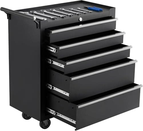 Rolling Tool Chest, 5 Drawers Tool Storage Cabinet with Wheels, Portable Tool Cabinet Organizer with Locking System & Drawer Liners,Universal Lockable Wheels, Tool Storage Cart for Garage, Workshop