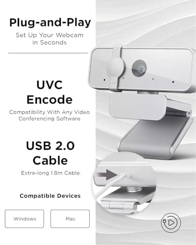 Lenovo HD 1080p Webcam (300 FHD) - Monitor Camera with 95° Wide Angle, 360° Rotation Pan & Tilt, Dual Microphones – Attachable Desktop Cam with Privacy Shutter for Remote Work, Streaming & Gaming 5