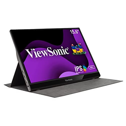 ViewSonic VG1655 15.6" 1080p Portable Monitor w/ 2 Way Powered 60W USB C, IPS, Eye Care, Dual Speakers, Built in Stand w/Cover (Renewed)