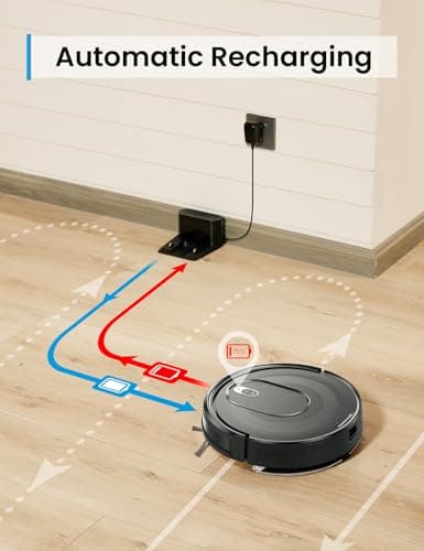 PSUK W7 Robot Vacuum and Mop Combo, 2 in 1 Mopping Robotic Vacuum Cleaner with Watertank and Dustbin, Self-Charging, Slim, Max 120mins Runtime for Hard Floor, Carpet Cleaning 7