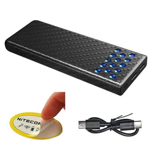 Nitecore Carbo 10000 Gen2 10000mAh Power Bank, 30W Fast Charging Ultra-Light Carbon Fiber, Dual USB, IPX8 Waterproof, Impact Resistant, Professional Outdoor Travel Battery Pack (Blue)