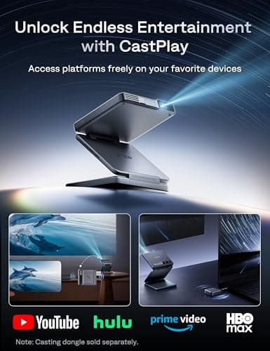 Aurzen ZIP Tri-Fold DLP Ultra-Portable Mini Projector with Bluetooth 5.4, Screen Mirroring, 5000mAh Battery, Type-C Fast Charging, Zero-Lag Focus&Keystone, Pocket Pico Projector, Built-in Stand, Grey 5