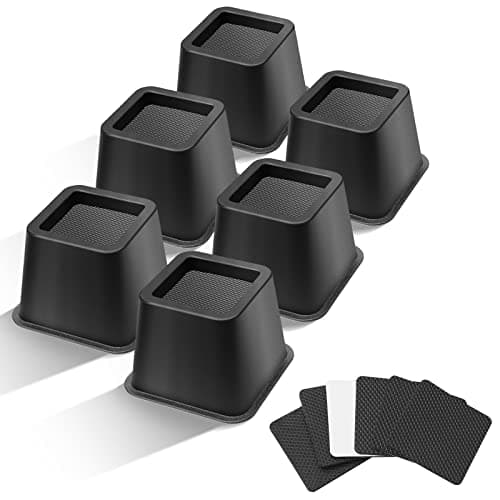 MCXYEM Bed Riser/Furniture Lift Bed/Bed risers/Furniture Lifter/Table risers/Frame Risers Create Under Bed Storage Heavy Duty for Furniture Height Adjustment (Black 6 Pack, 3 Inch)