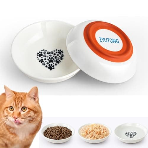 Whisker Fatigue Cat Bowl - Shallow Dishes for Food Ceramic Cat Bowls for Indoor Cats Non-Slip Flat Cats Plates for Wet Food Cute Kitten Bowl Whisker Friendly