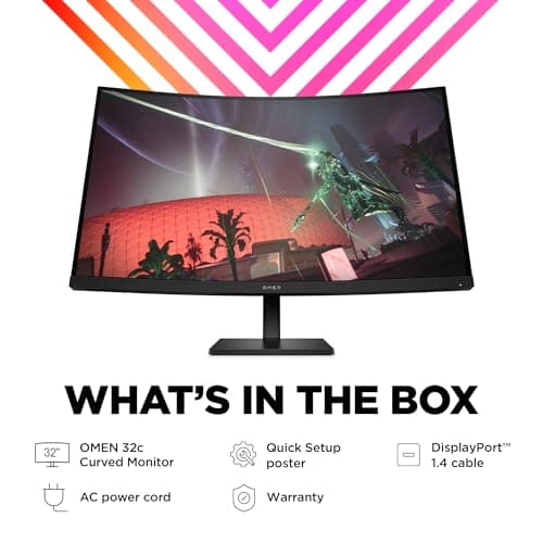 HP OMEN 32c QHD 165Hz Curved Gaming Monitor, QHD Display (2560 x 1440), VA Panel, 99% sRGB, 90% DCI-P3, 16:9, AMD FreeSync Premium Technology, 32c (2023) 9