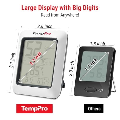 TempPro TP50 2 Pieces Digital Hygrometer Indoor Thermometer Room Thermometer and Humidity Gauge with Temperature Humidity Monitor(Previously ThermoPro) 6